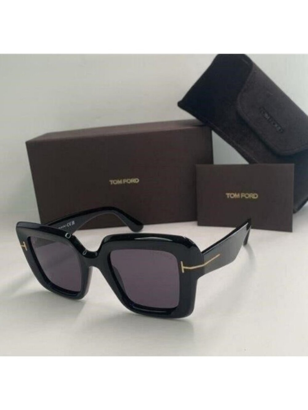 New Authentic Tom Ford Women's Black Esme Smoke Square Sunglasses Ft1157 01a 50